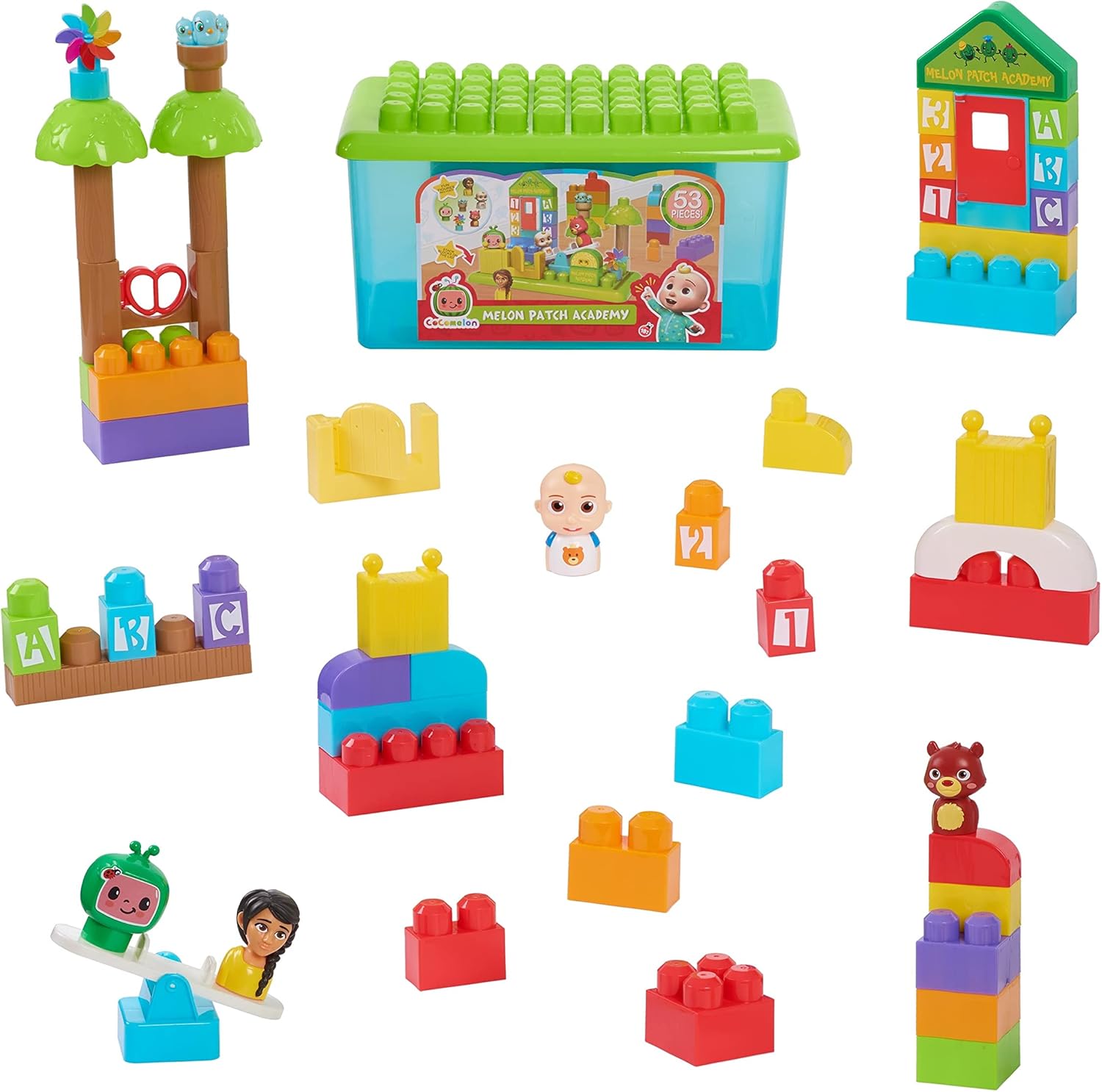  Coco Melon Patch Academy, 53 Large Building Blocks with 6 Figures - Building & Construction Toys 
