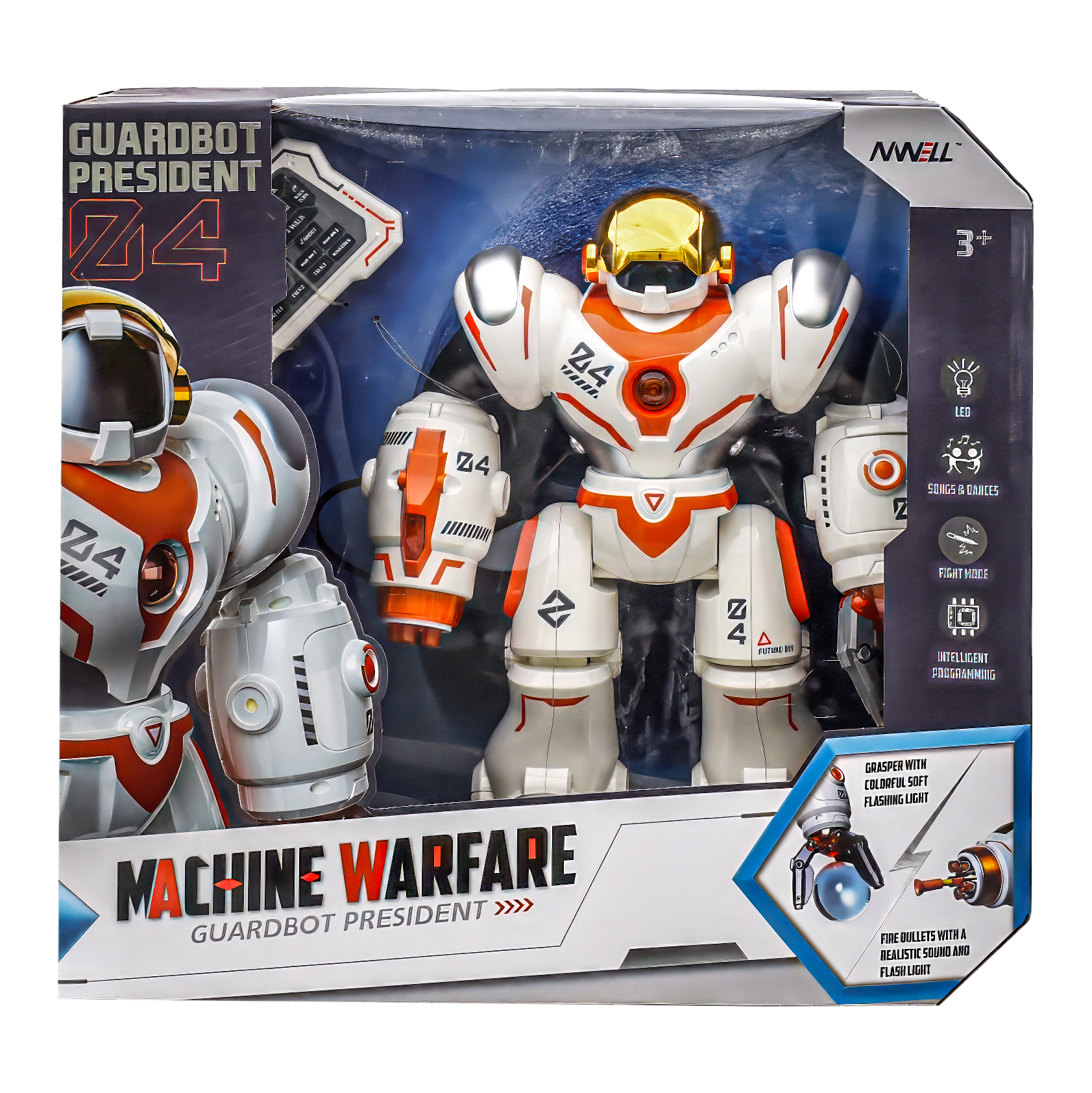  Fighting games - Guardbot President smart robot - remote control - walking + lights + sounds + music 