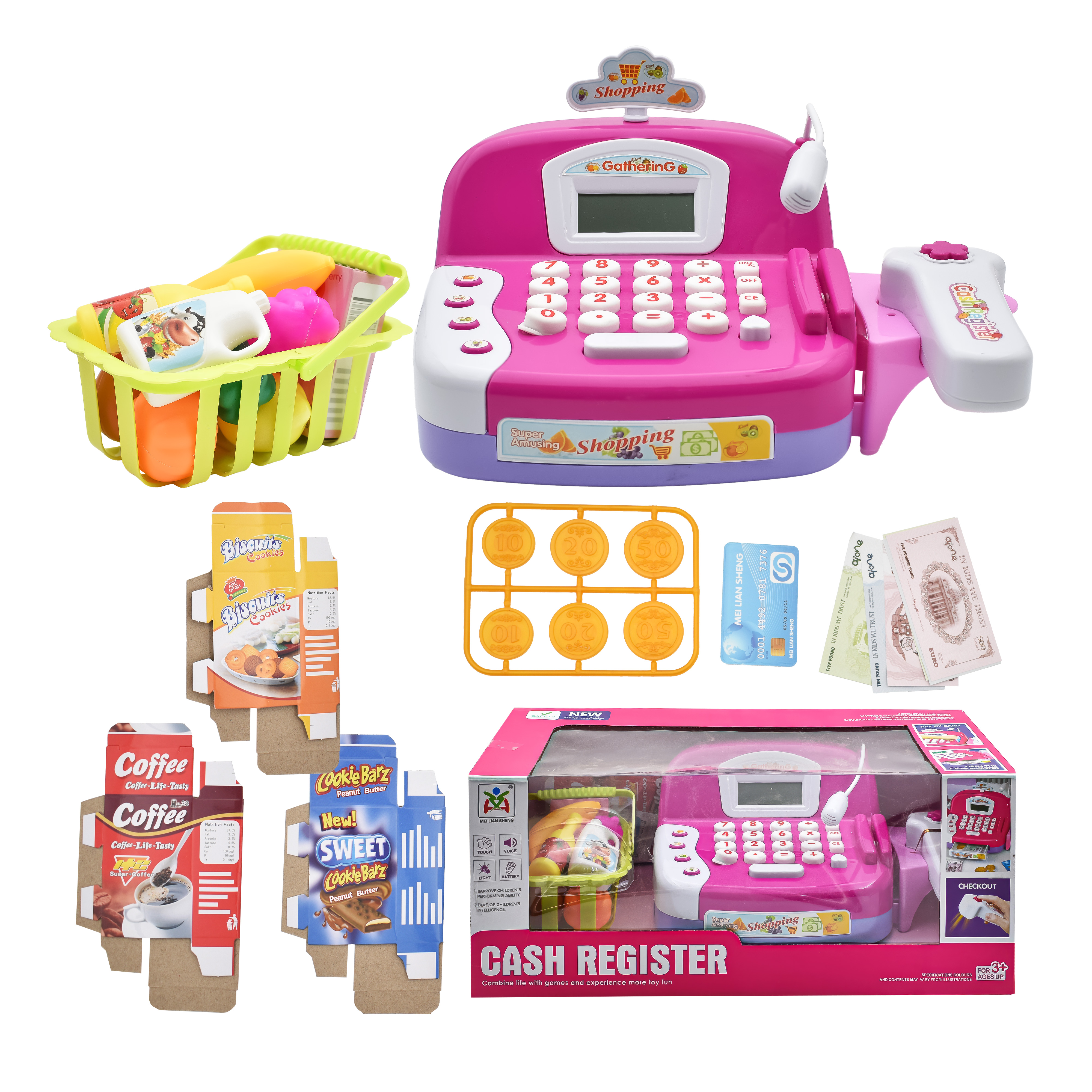  لعبة جهاز التسوق والمحاسبة - مع ملحقات التسوق 