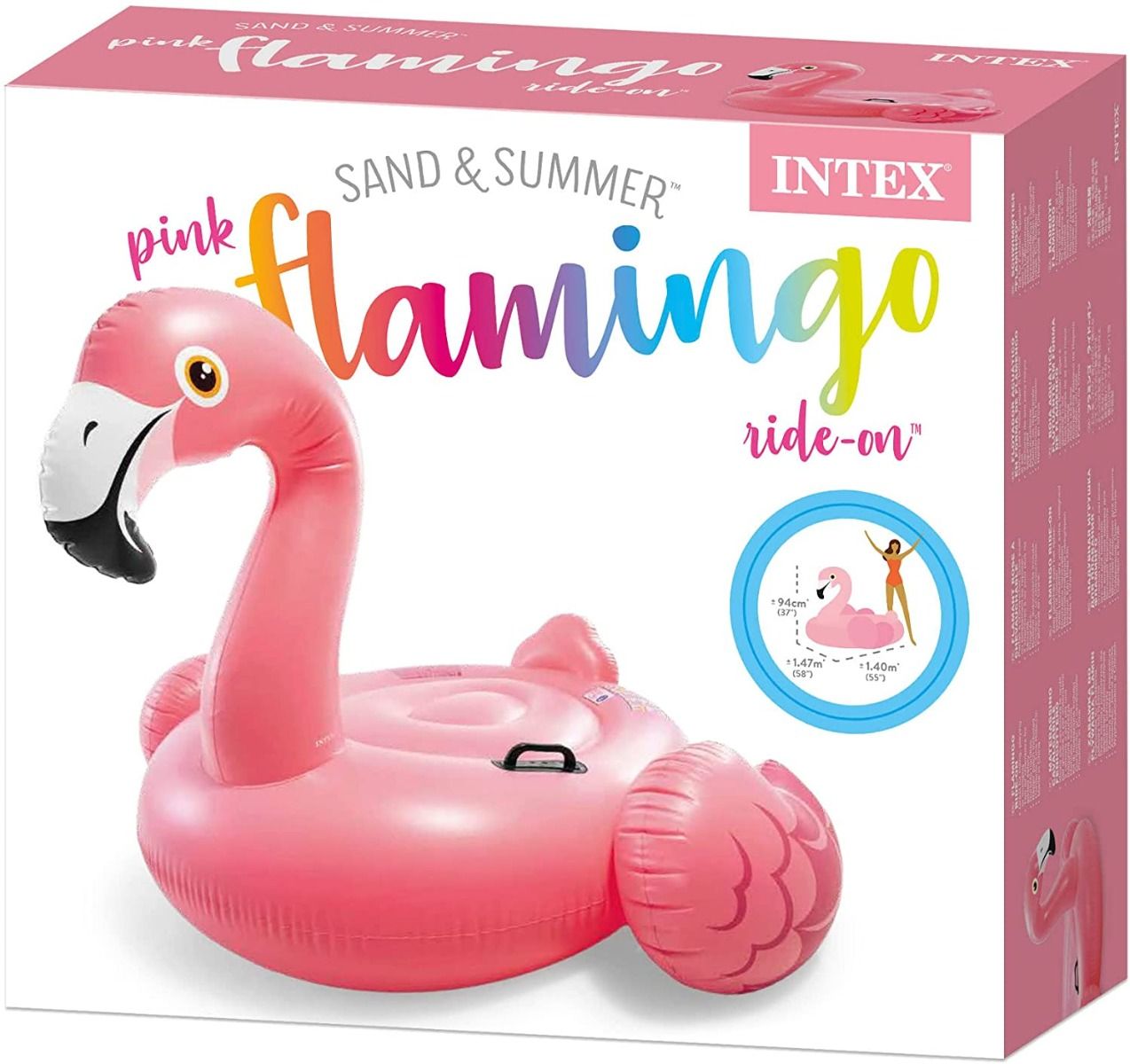  Intex Vinyl Inflatable Flamingo Ride-On with Sturdy Handles 