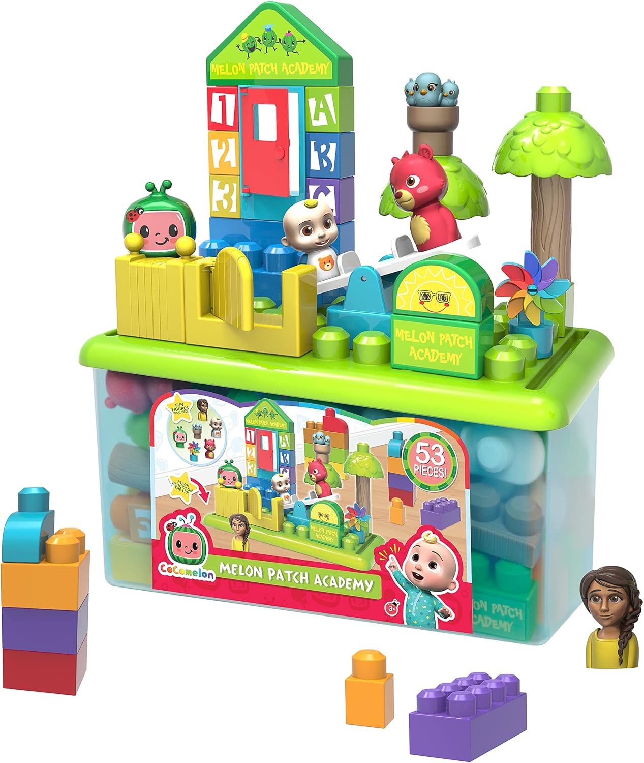  Coco Melon Patch Academy, 53 Large Building Blocks with 6 Figures - Building & Construction Toys 