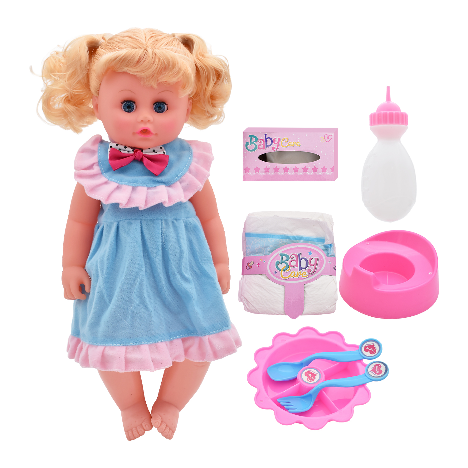  مجموعة دمية طفل مع إكسسوارات رعاية وتغذية 