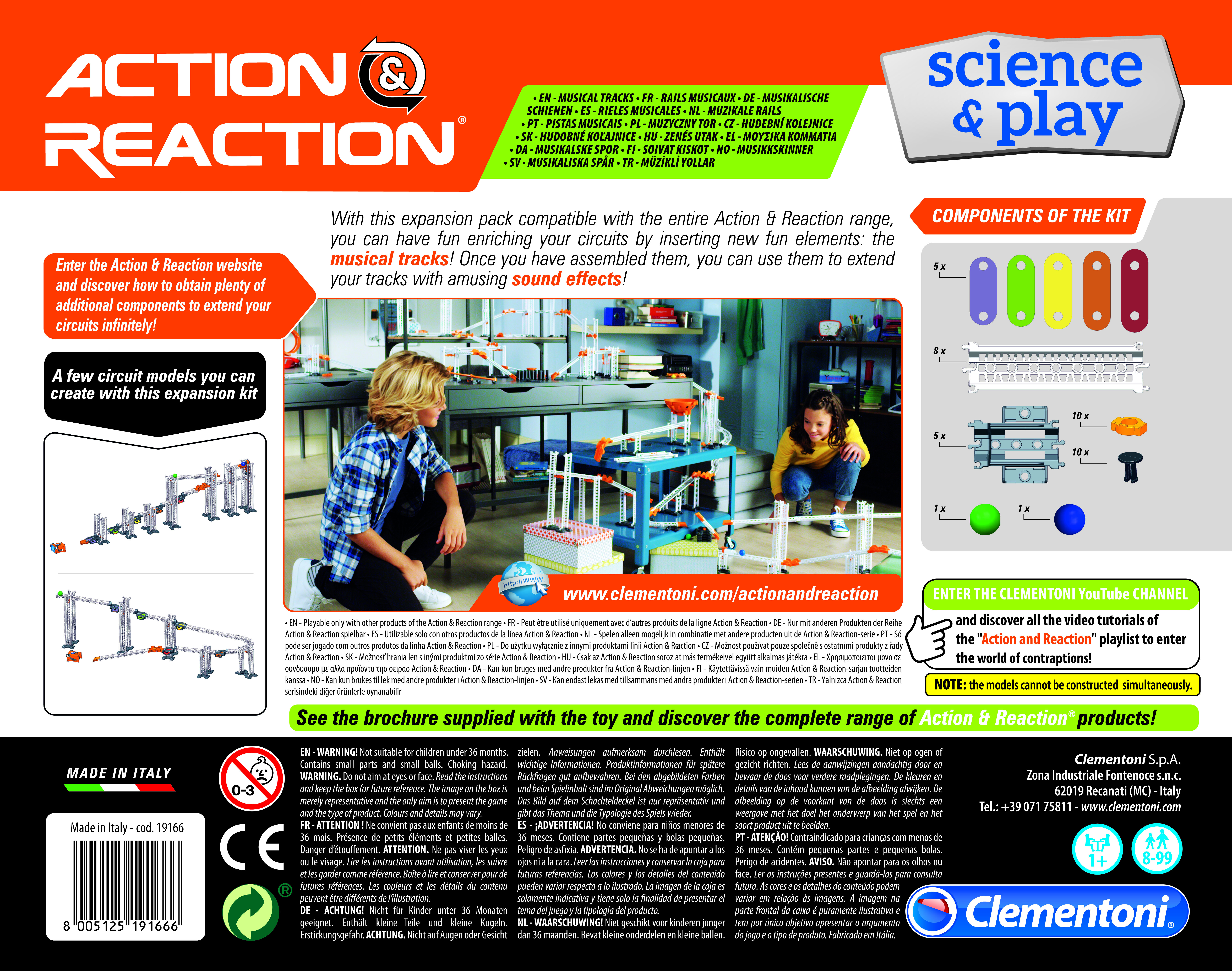  Clementoni Action & Reaction- Musical Tracks Building Toy- For Age 8 Years+ Years Old 