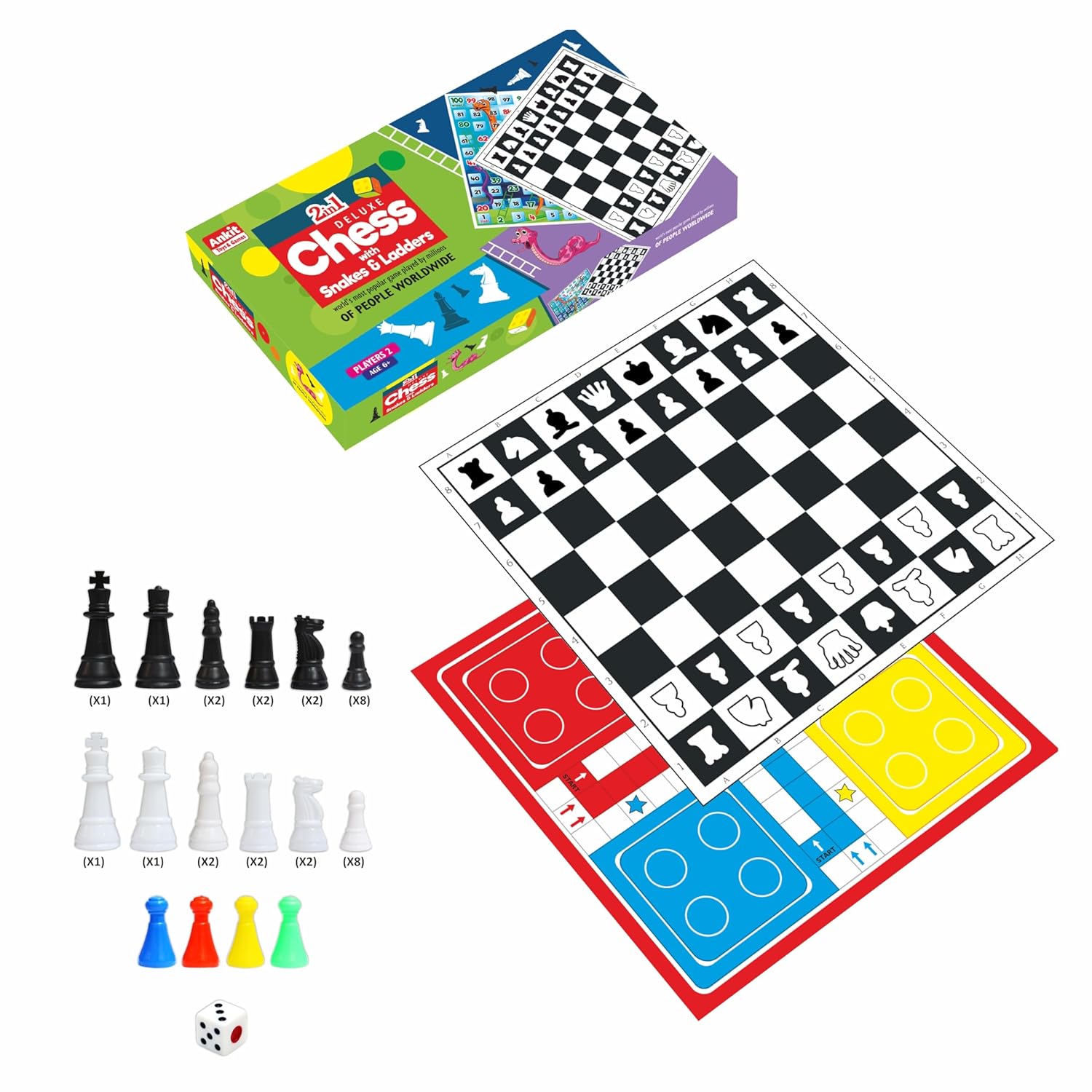  Ankit - 2 In 1 Ludo & Chess Board Game For Kids 