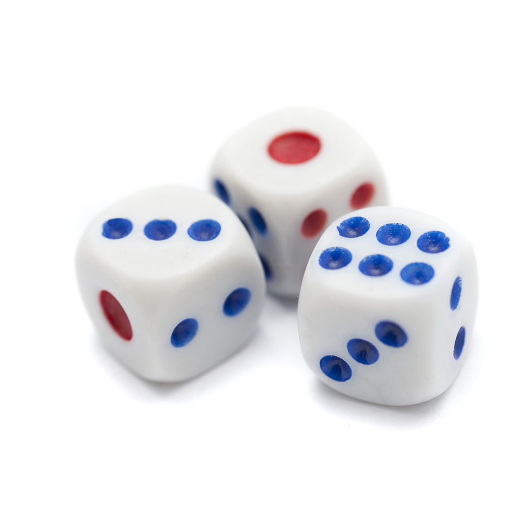  12-Piece Standard Game Dice White 
