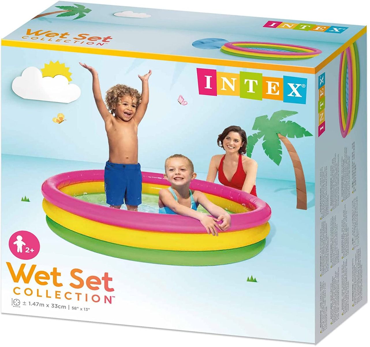  Intex Inflatable Three-Ring Sunset Glow Kiddie Pool Multicolor 147 x 33cm 