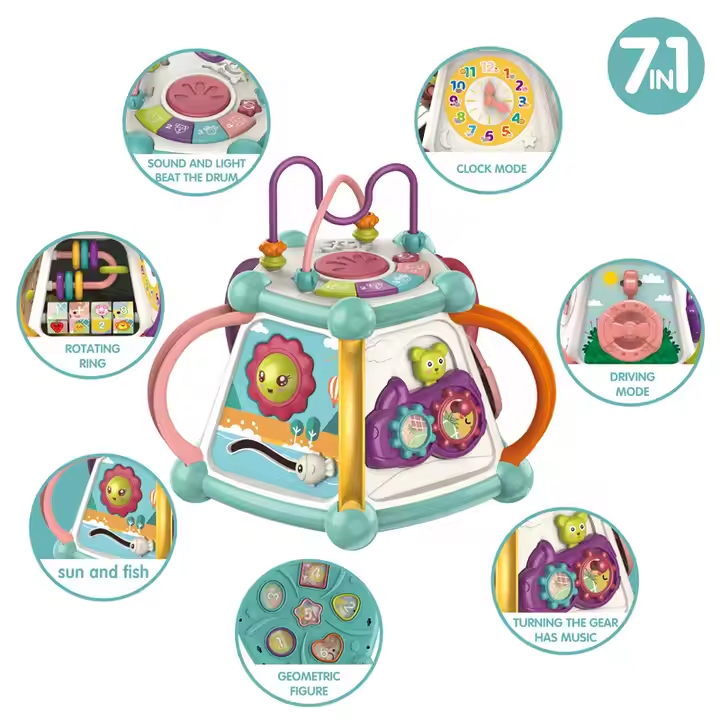  صندوق الالعاب للمواليد 7 في 1 - مع موسيقي واضواء - العاب المواليد 