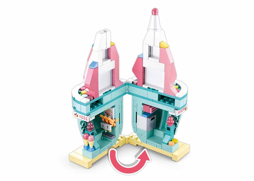  Sluban Creator Series - Ice Cream Shop Building Blocks With 2 Mini Figur For Age 6+ Years Old - 247Pcs Multicolored 