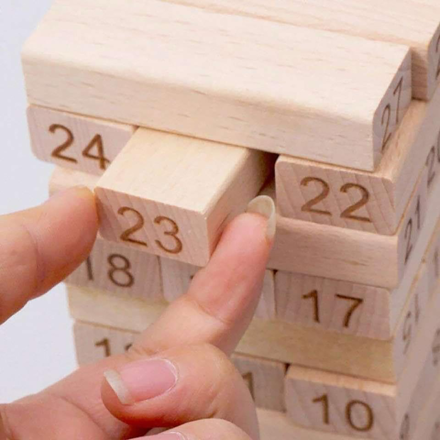  لعبة برج المكعبات الخشبية المرقمة 54 قطعة - ألعاب خشبية 