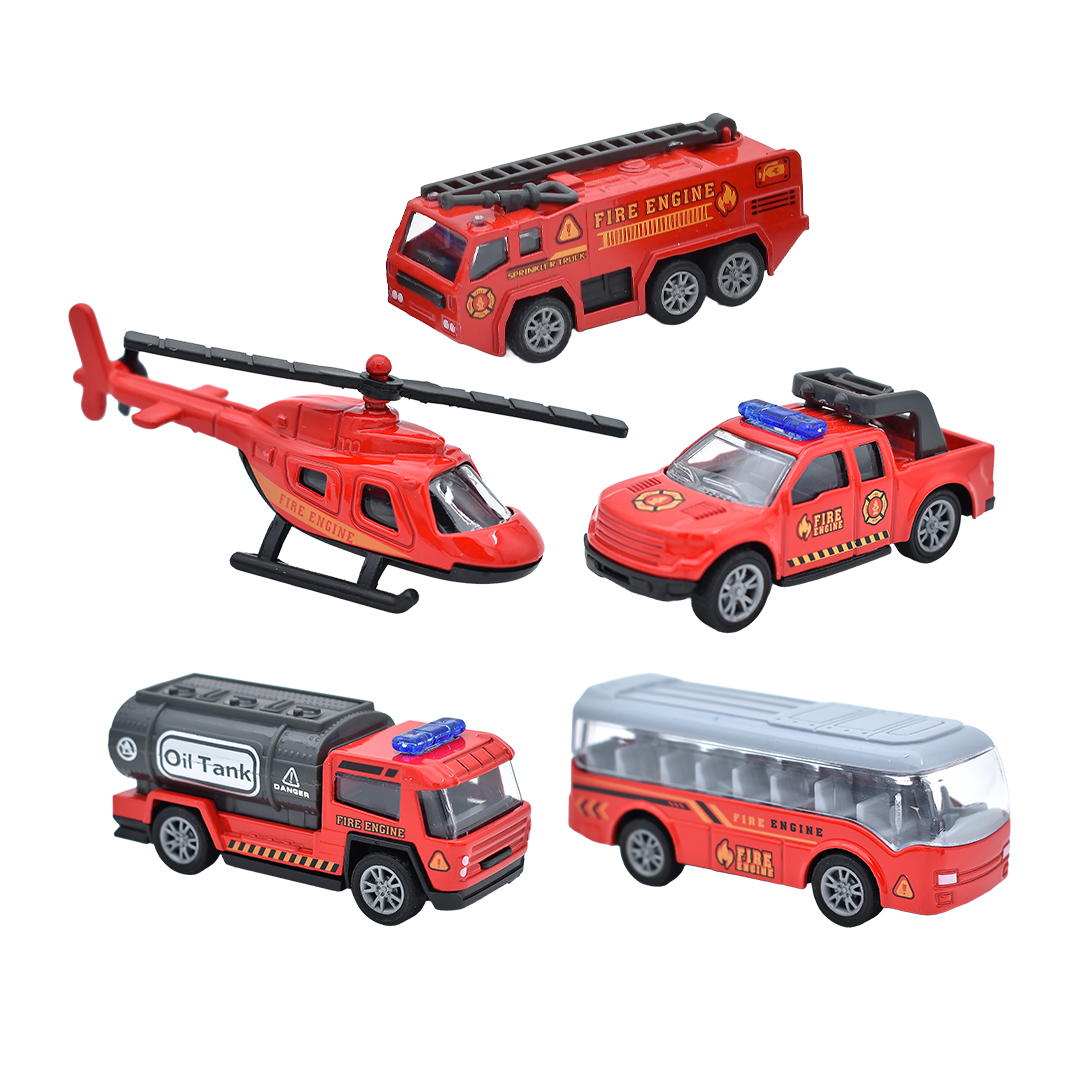  Miniature Emergency Vehicle Set - Diecast - 5 Pieces - Toy Cars 