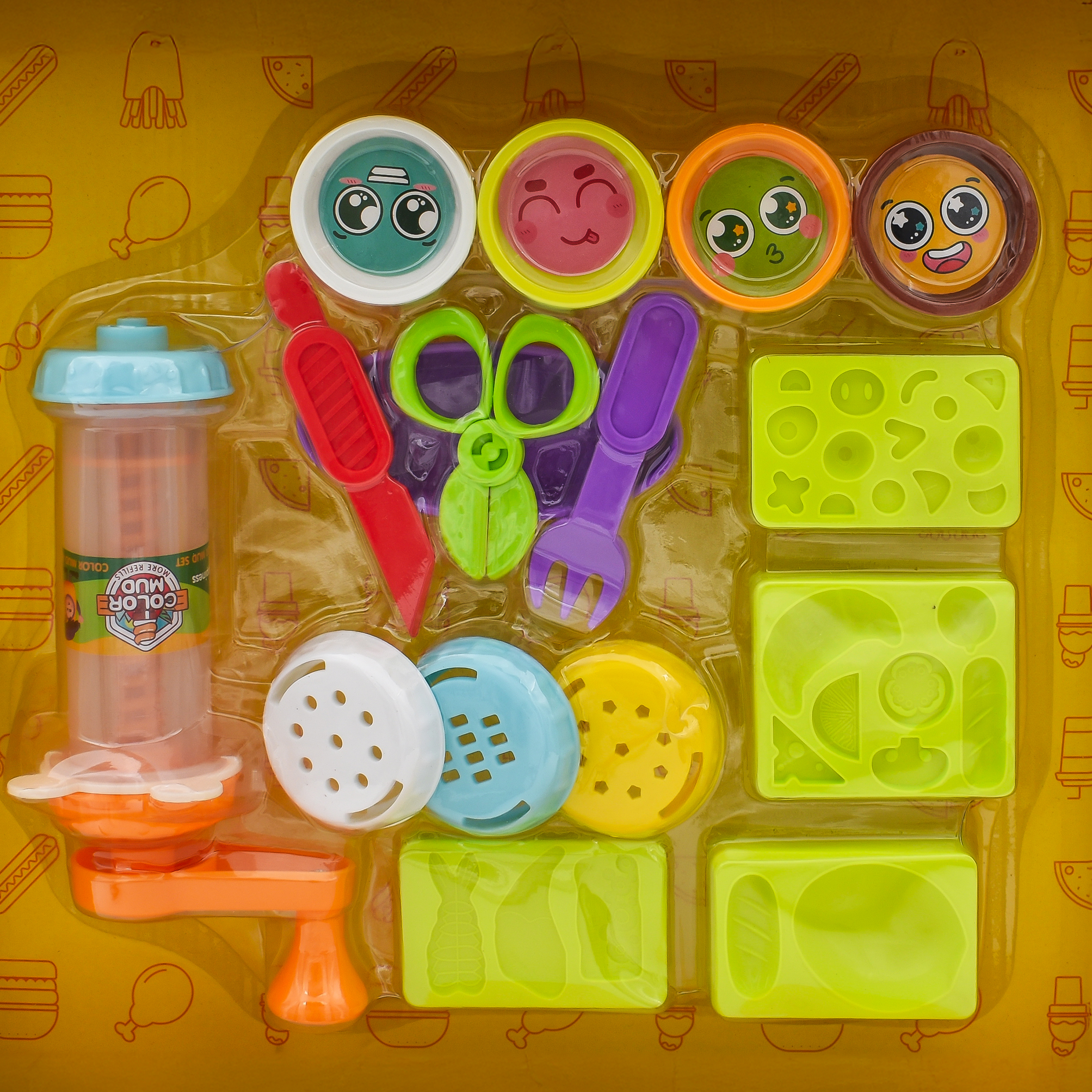  A Set Of Colored Clay With Molds 