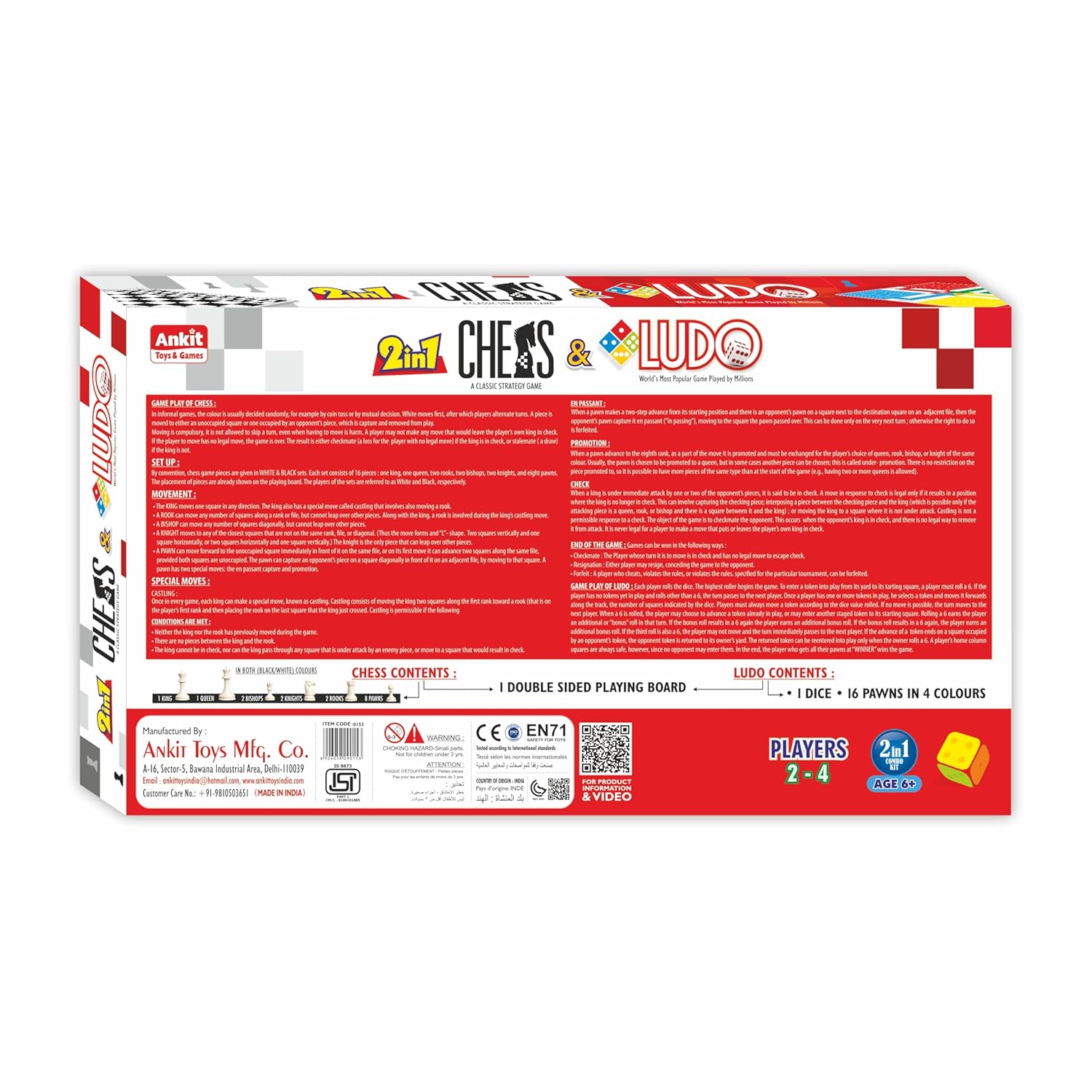  Ankit - 2 In 1 Ludo & Chess Board Game For Kids 