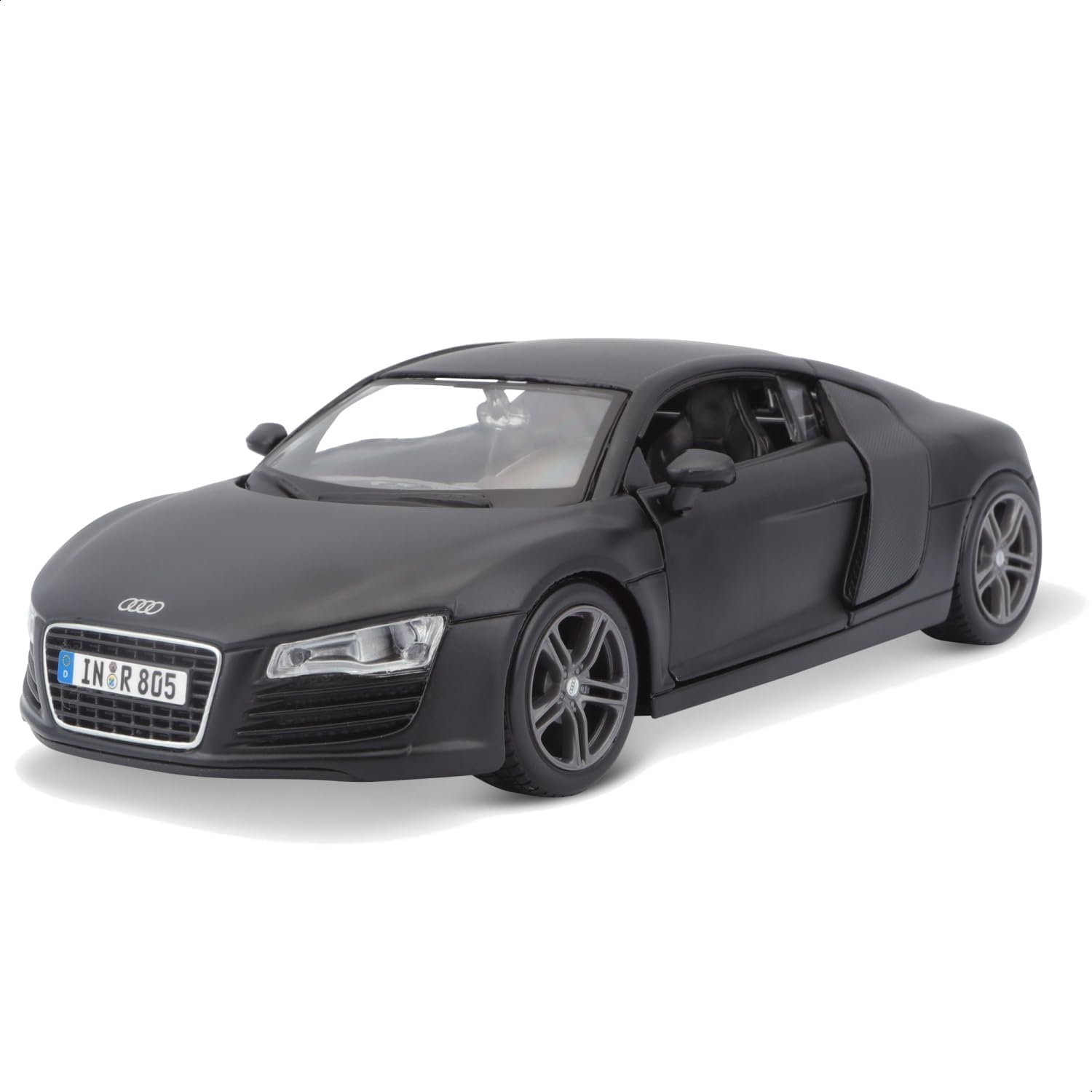 سيارة أودي R8 نموذج مصبوب من المعدن من مايستو، إصدار خاص بمقياس 1:24 - أسود مطفي 