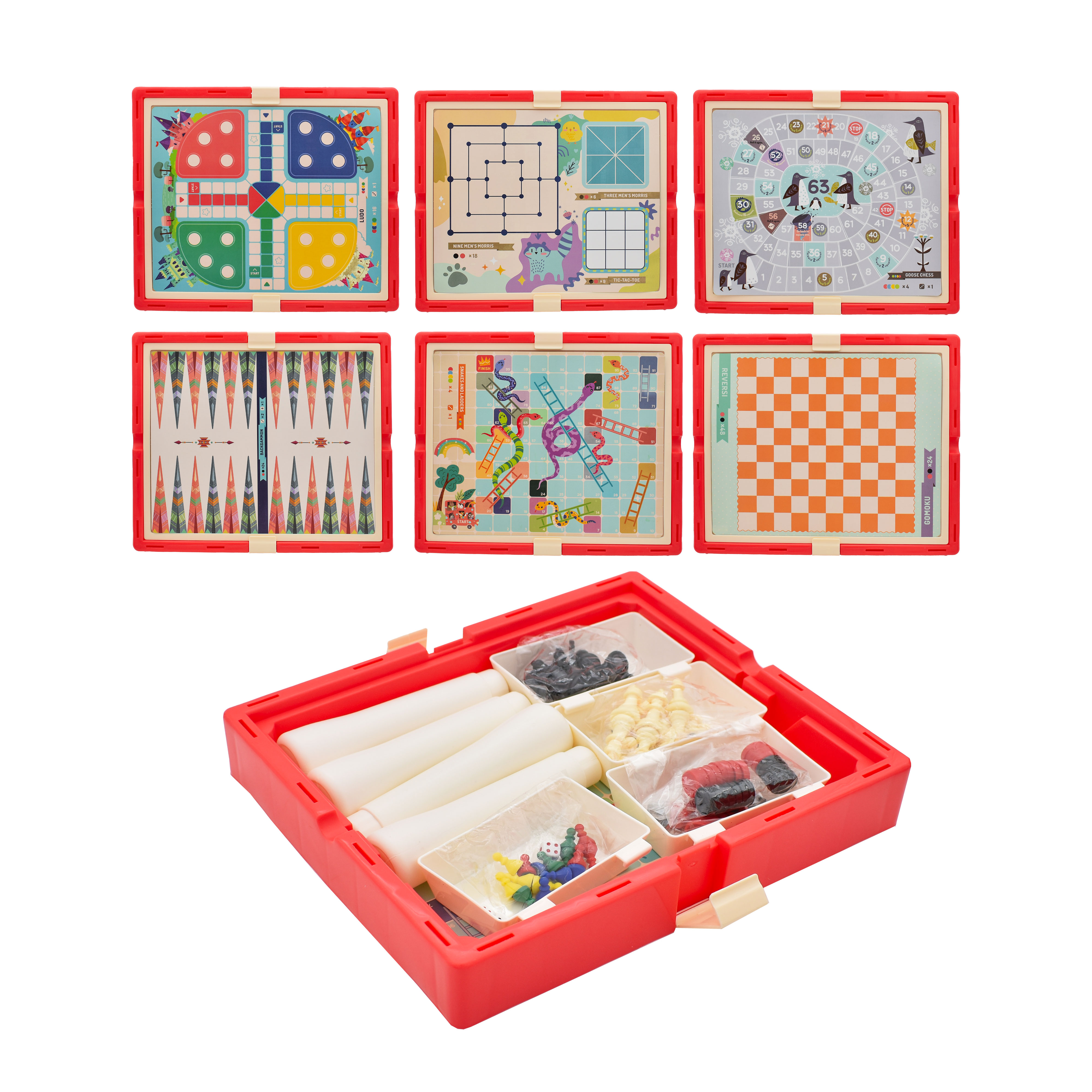  11 In 1 Board Game - Chess, Checkers, Ludo, Reversi, Snakes And Ladders, Goose Chase 