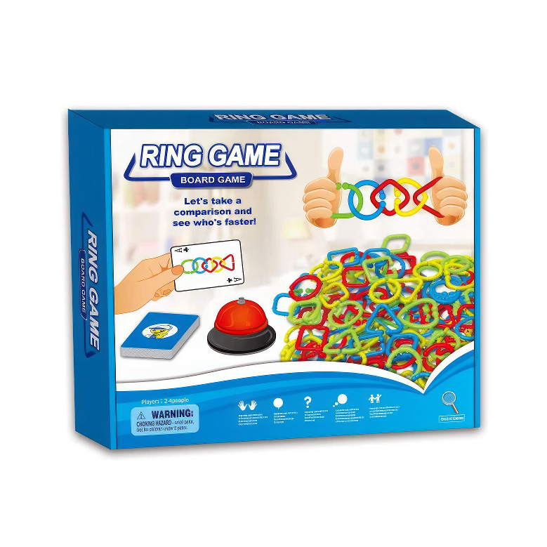  Ring assembly game with cards and bell 