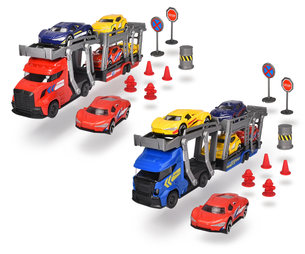  Dickie Transporter Set With 5 Cars- For Age 3+ Years Old- 2 Assorted Colors 