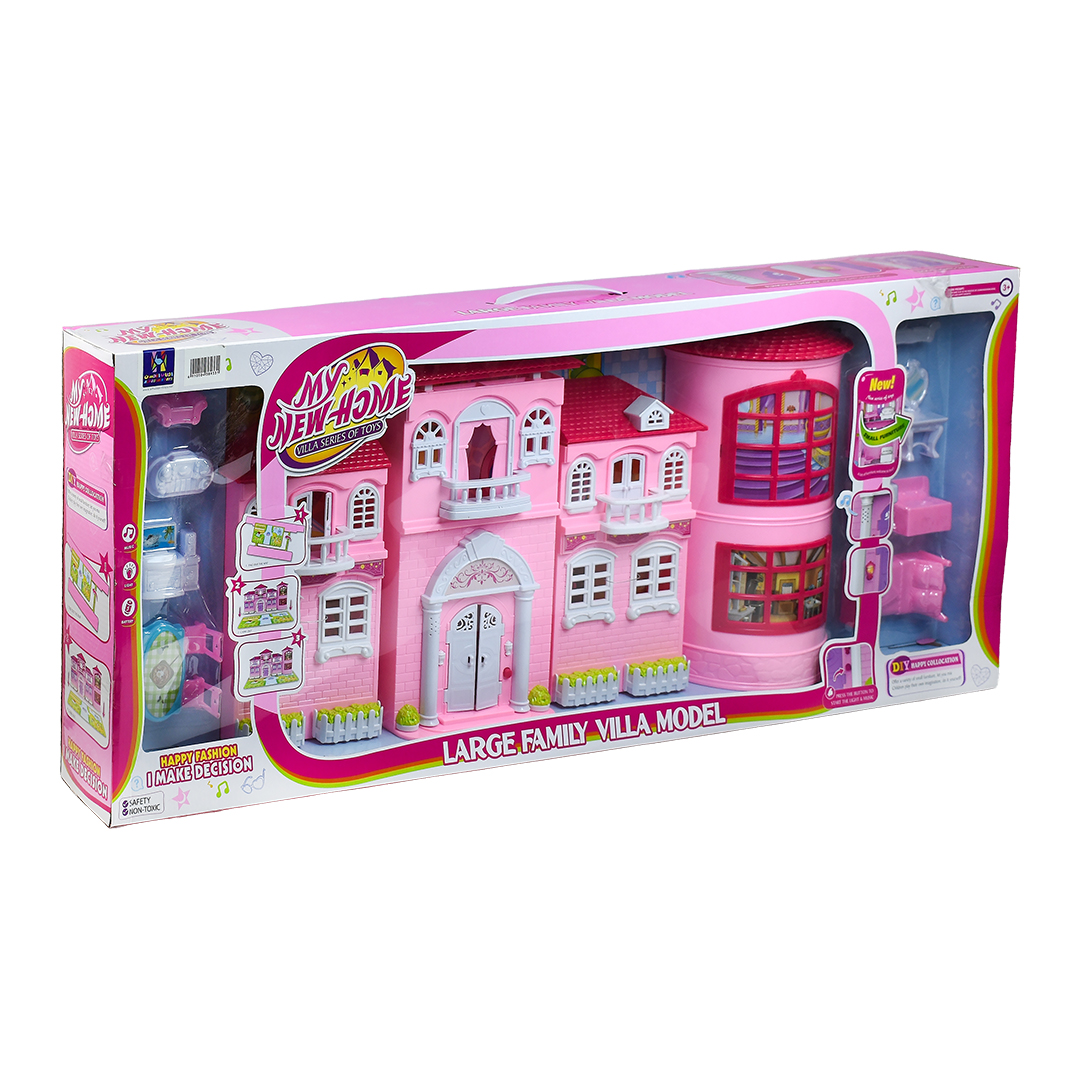  The Big Family House + Furniture Set - Plastic Dollhouse 