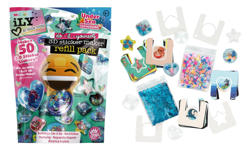  مجموعة إعادة تعبئة ملصقات WeCool iLY Under Sea Adventures ثلاثية الأبعاد - من 50 قطعة 
