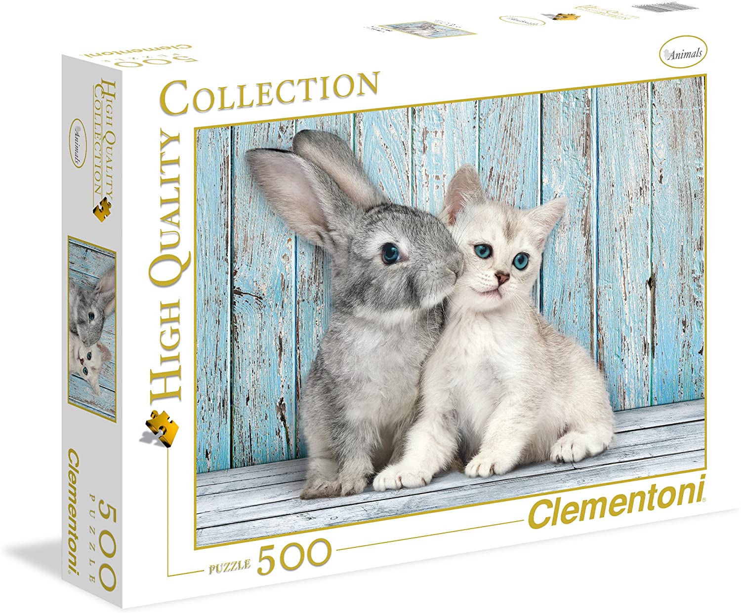  Clementoni Puzzle Cat & Bunny 500 PCS ( 49 x 36 CM) - For Age 14 Years Old Multicolor 