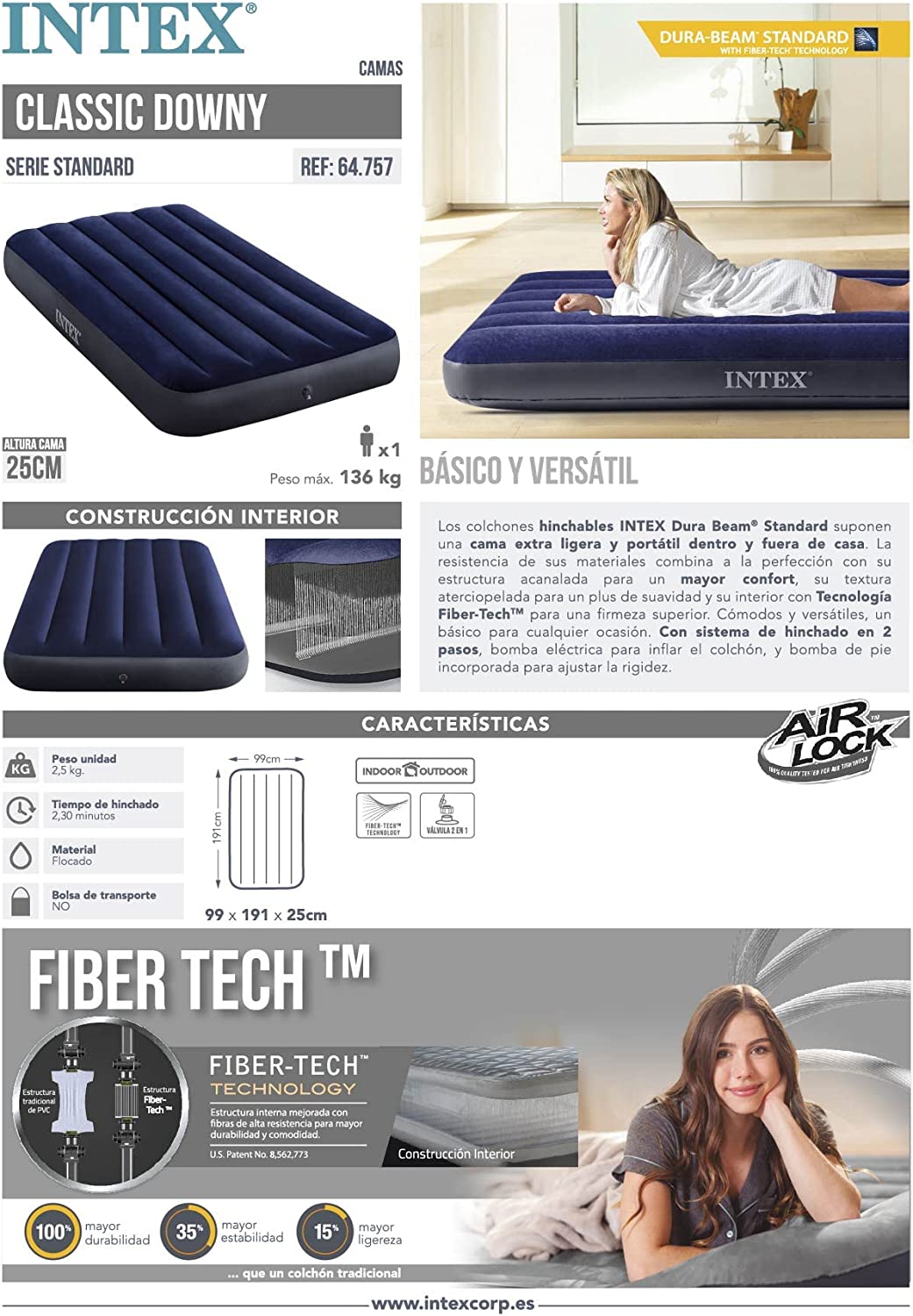  TWIN DURA-BEAM SERIES CLASSIC DOWNY AIRBED 