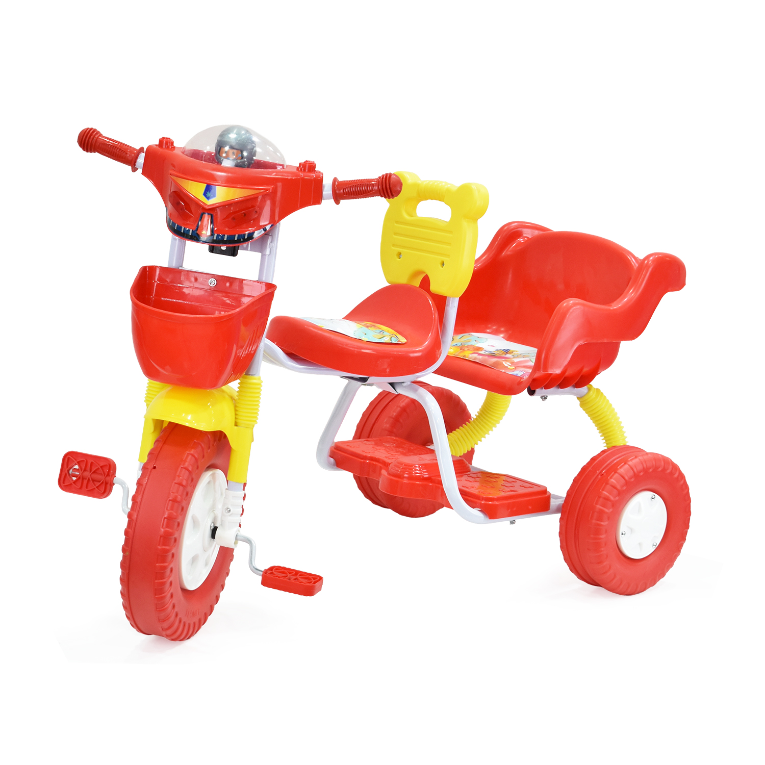  دراجة ثلاثية للأطفال مع سلة أمامية ومقعد خلفي 