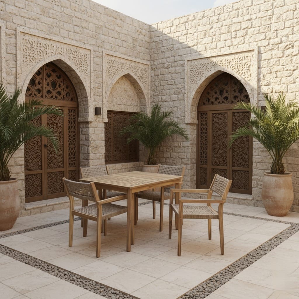  طاولة طعام خارجية خشب 4+1 