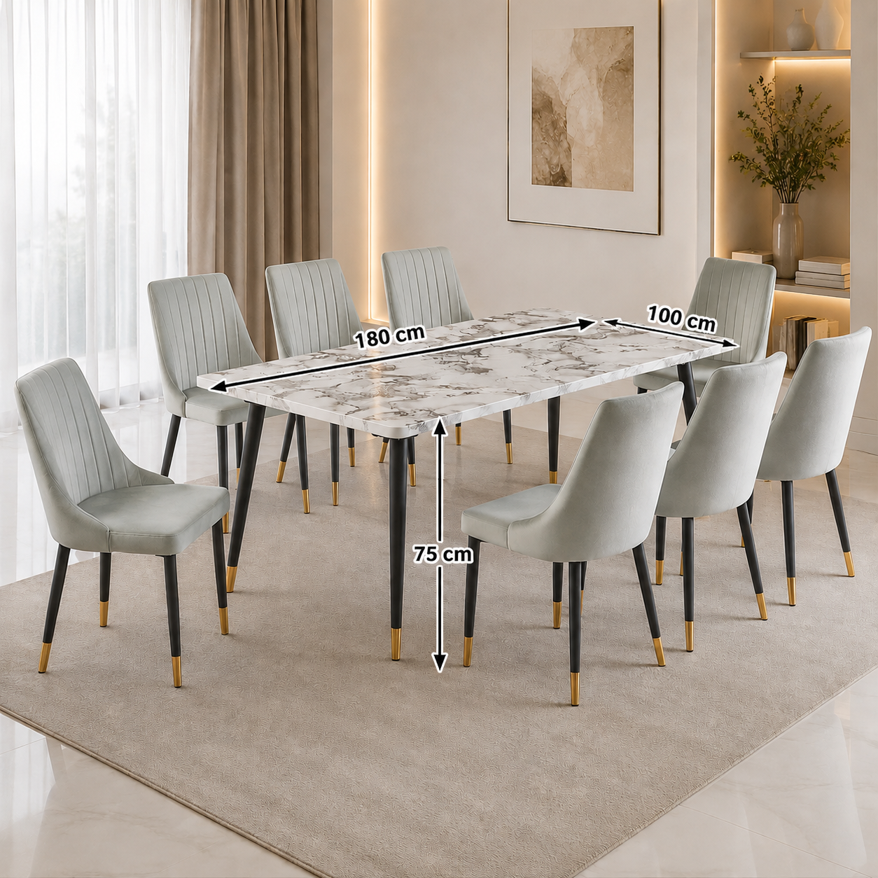  طاوله طعام رخام 8 كرسي  