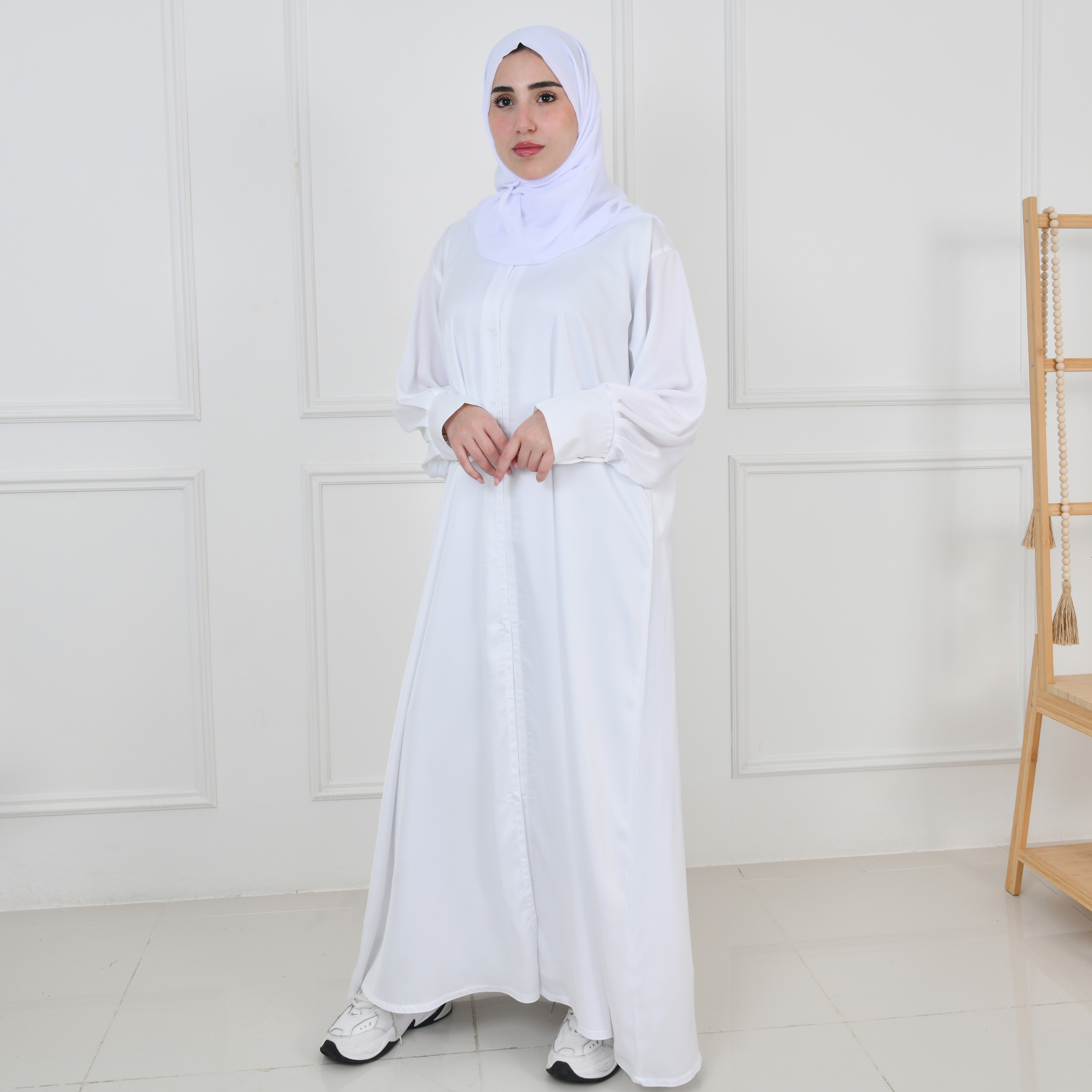  عباية  الحج والعمرة كتف ربع كلوش مغلقة بطقطق بأكمام ضيقة عملية مع بدلة طقم  