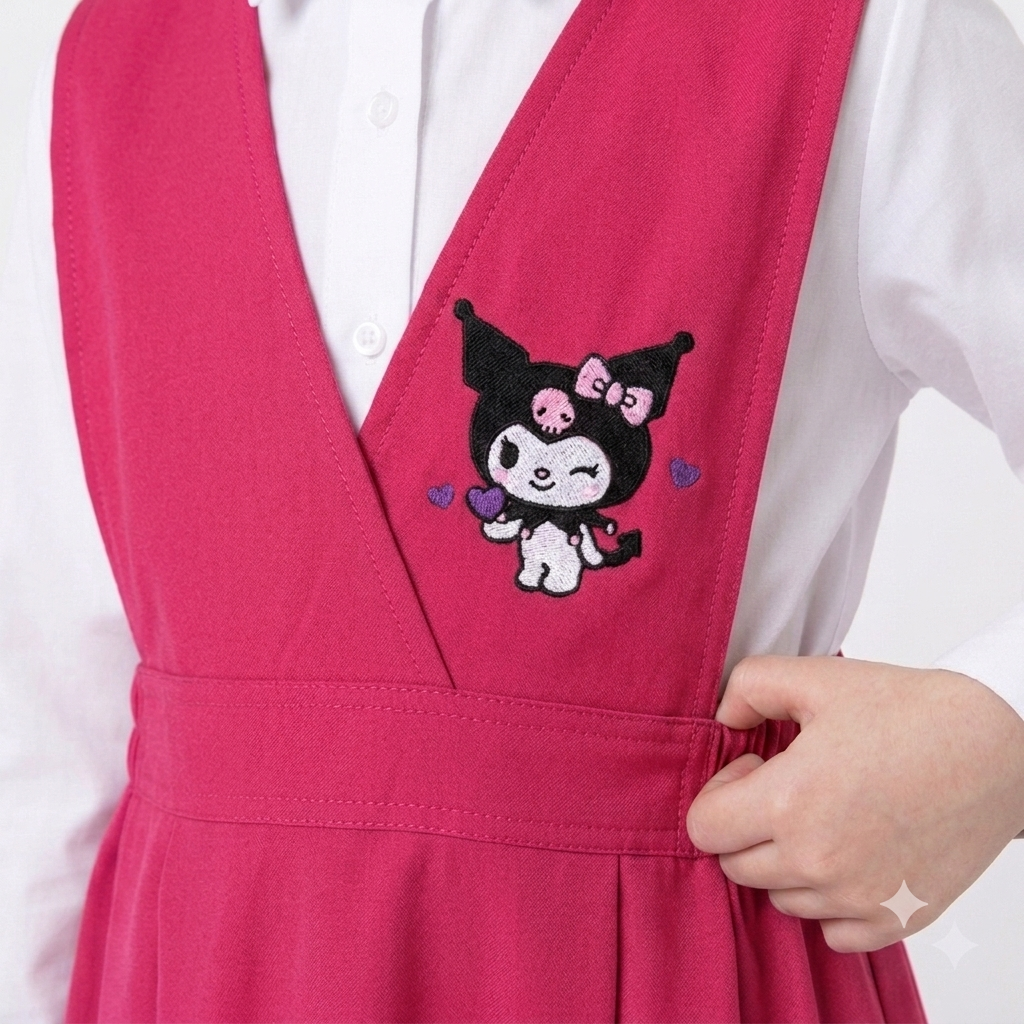  مريول مدرسي فوشي مطرز بشخصية كورومي – تصميم كلاسيكي 