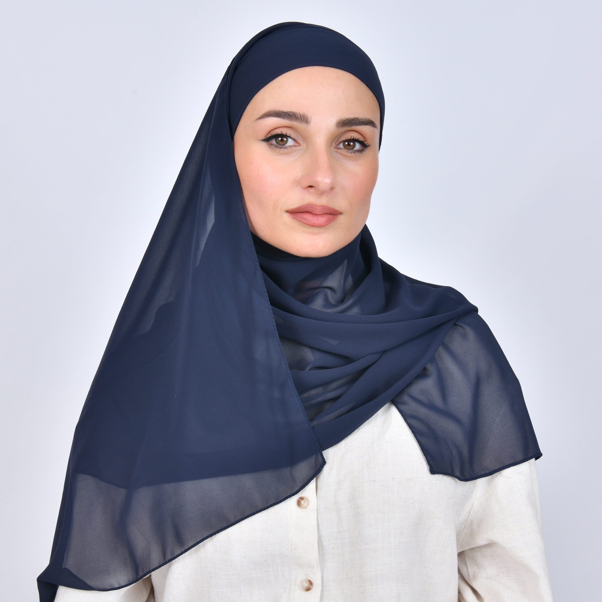  طرحة شيفون بربطة اغلاق - كحلي 