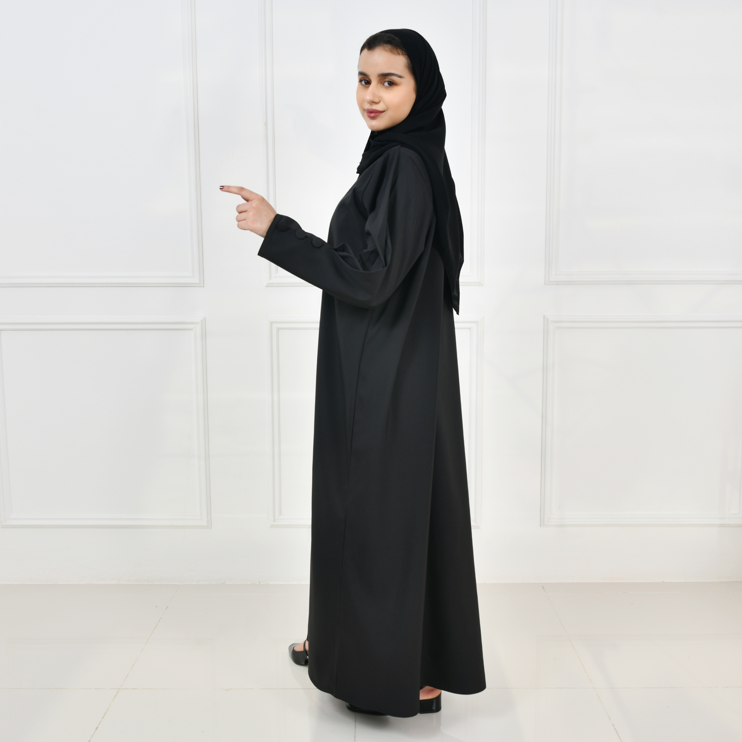  عباية بناتية بليزر بزر اغلاق مع فستان داخلي متصل 