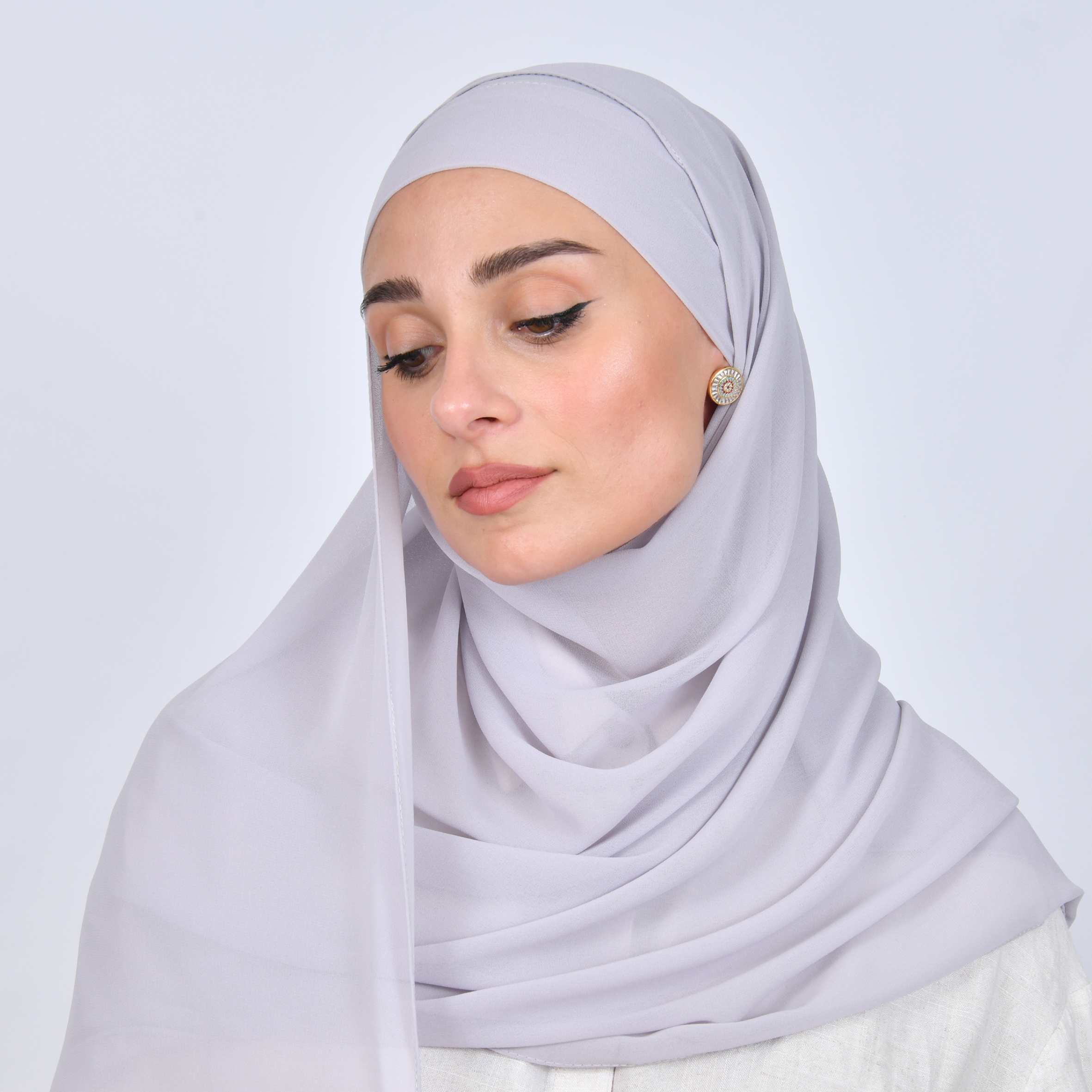  طرحة شيفون بربطة اغلاق - light grey 