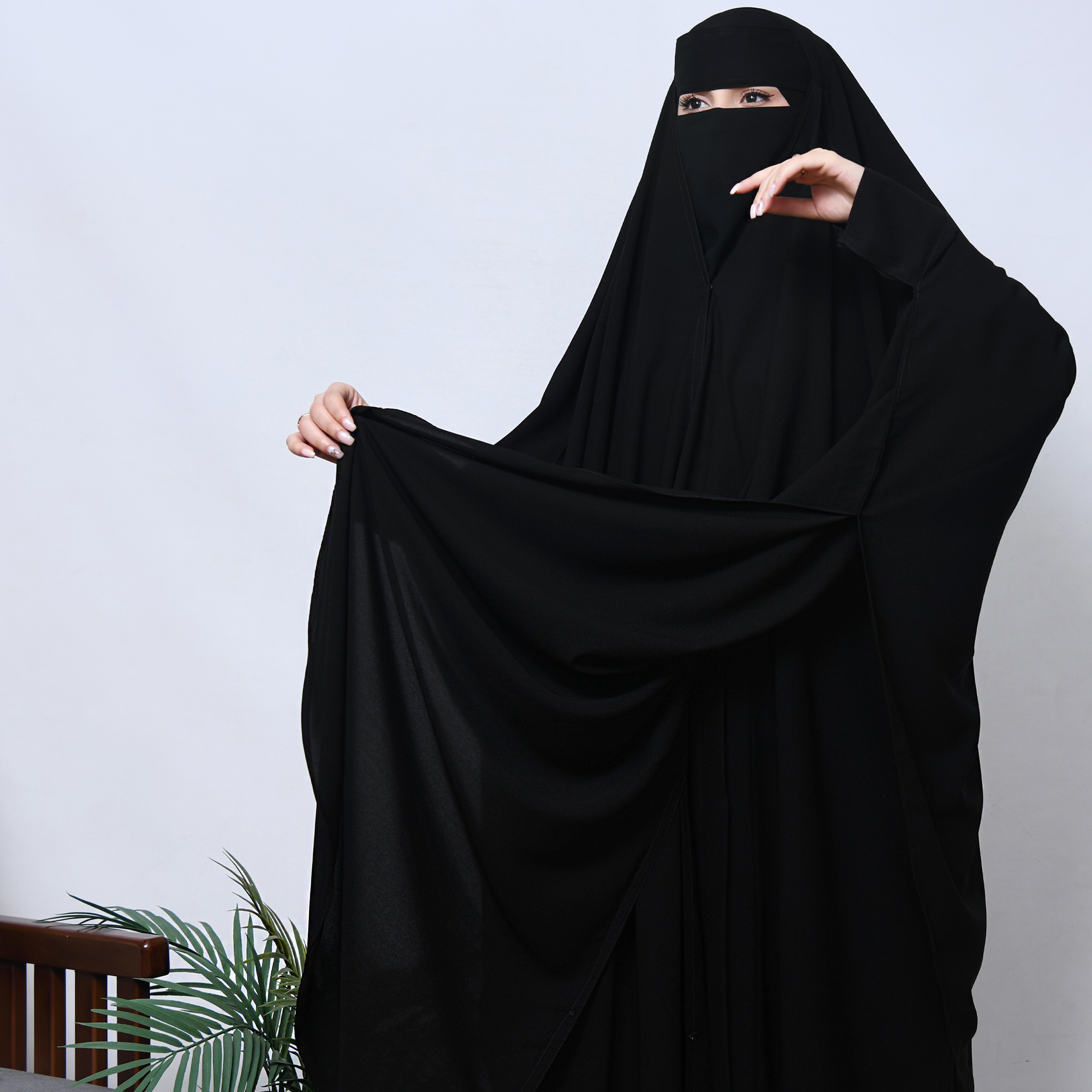  خمار اللؤلؤة  بكم سوارة مغلق بطقطق ومطاط لتثبيت الرأس  