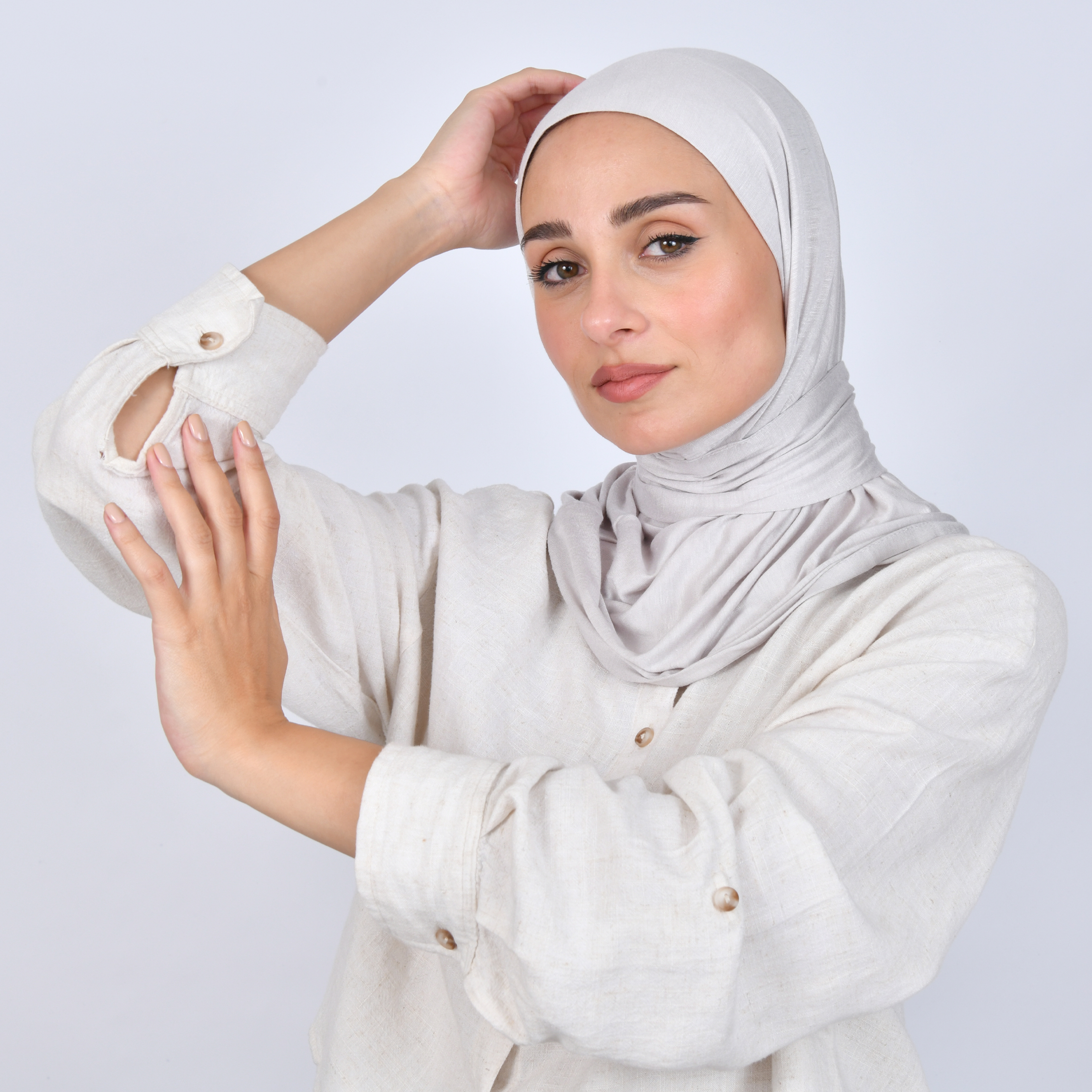  طرحة قطنية بطقطق - light grey 