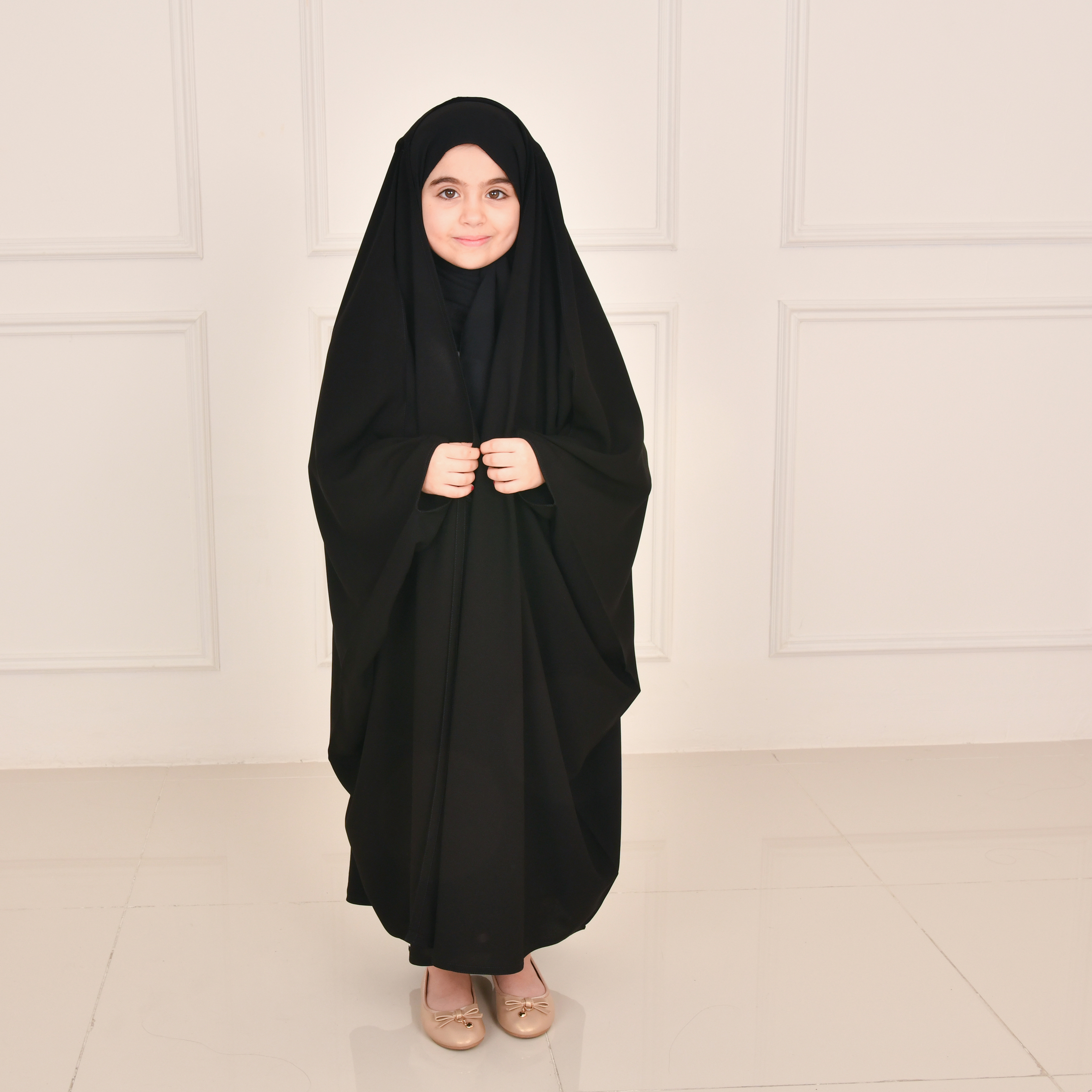  عبايه رأس بناتية بقصة فراشة مع مطاط لتثبيت 