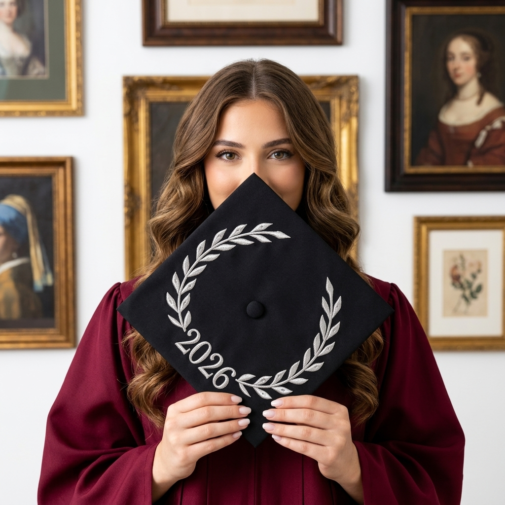  تطريز قبعة تخرج  