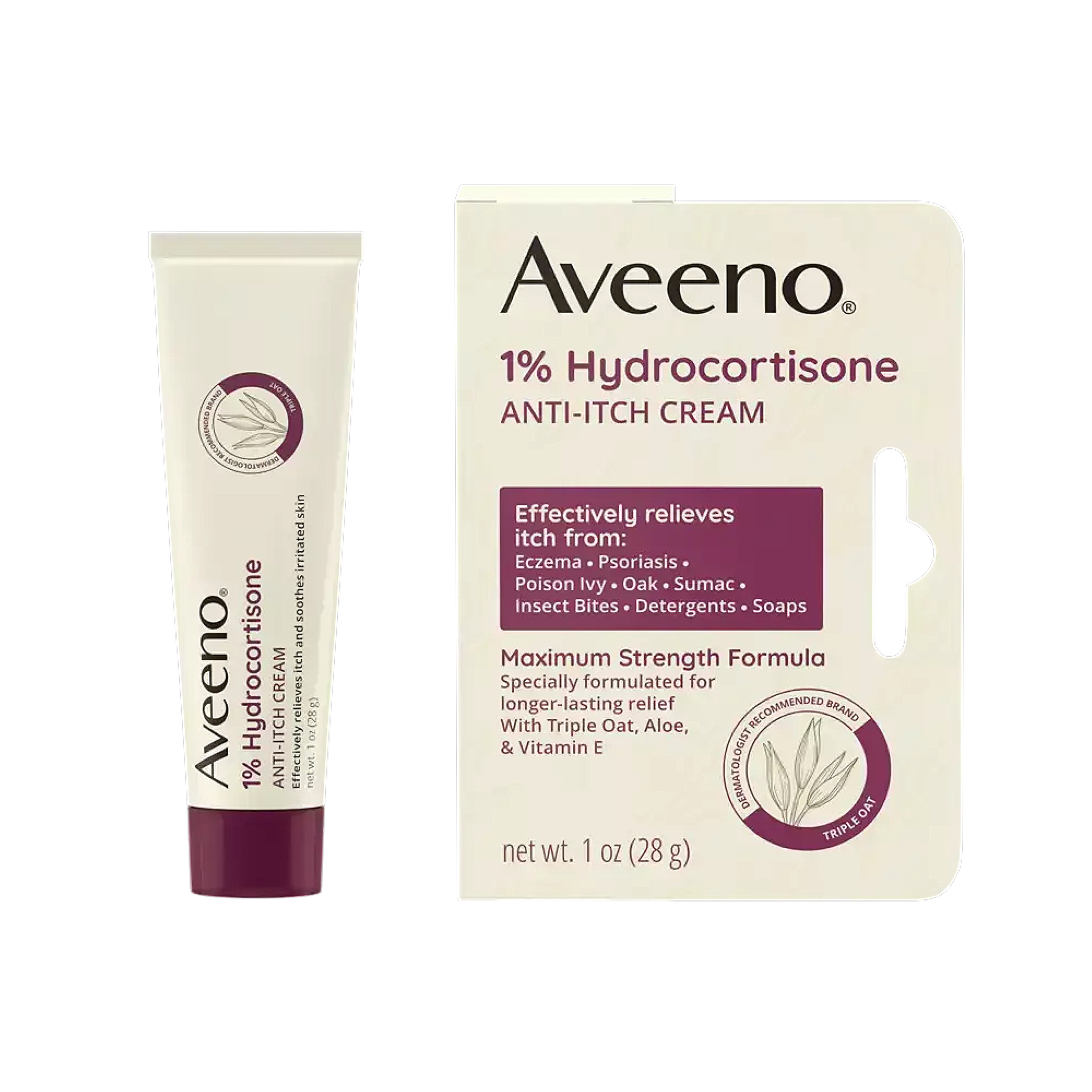 Aveeno Active Naturals 1% Hydrocortisone Anti-Itch Cream 28 g