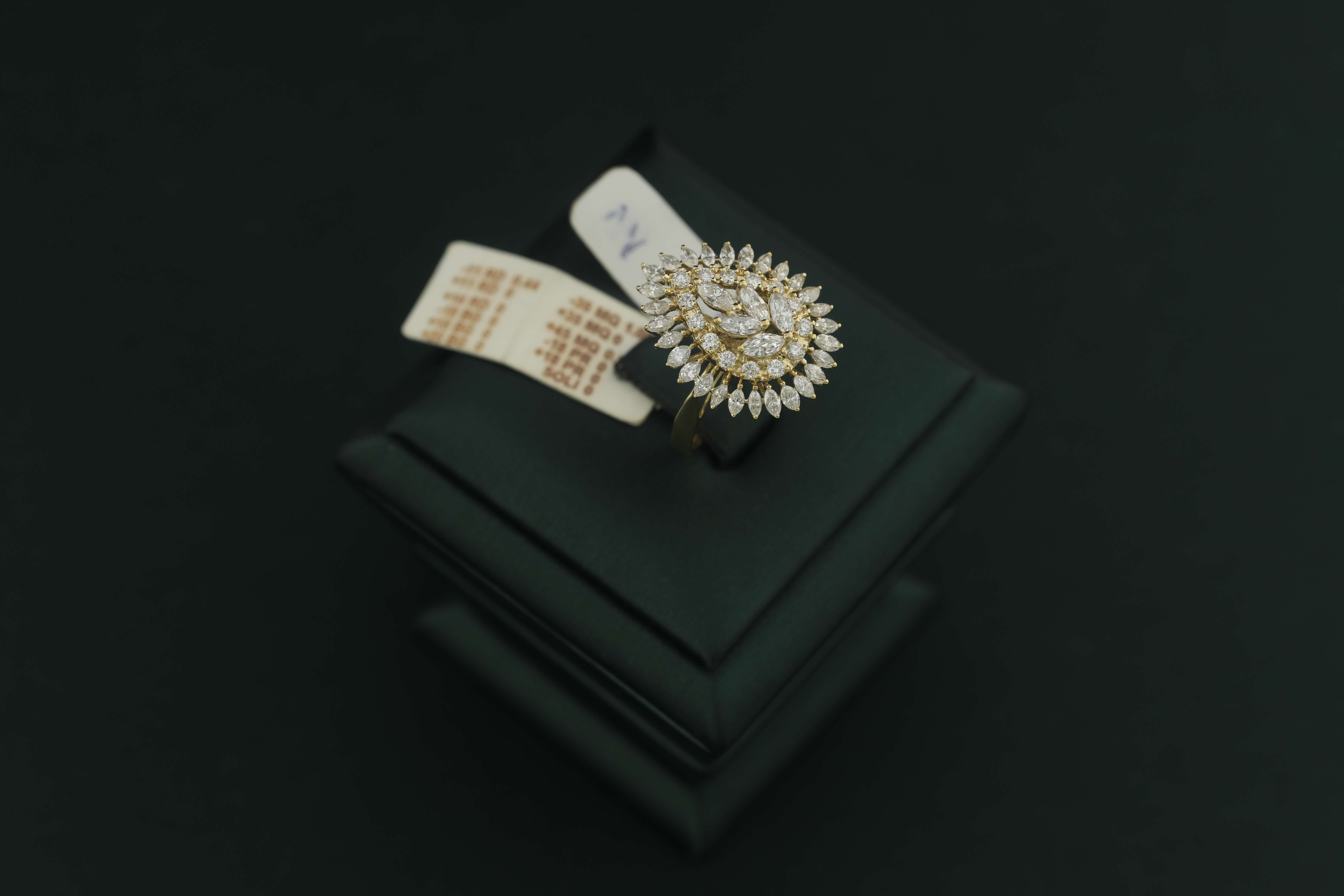 Professionally bejeweled diamond ring on black