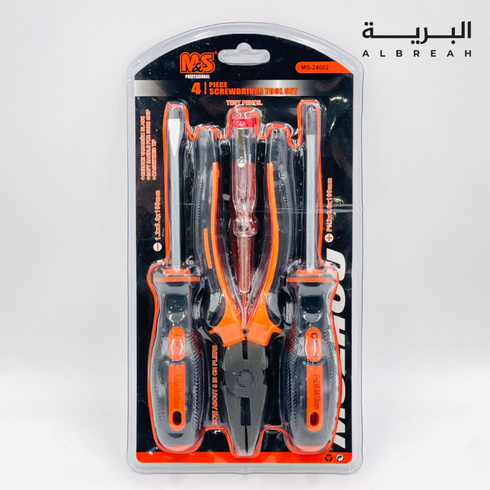  طقم (3 مفك + 1 زرادية) 