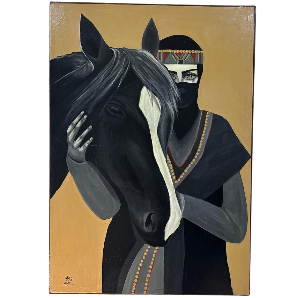  لوحة الملثمه والخيل مقاس 100*70سم 
