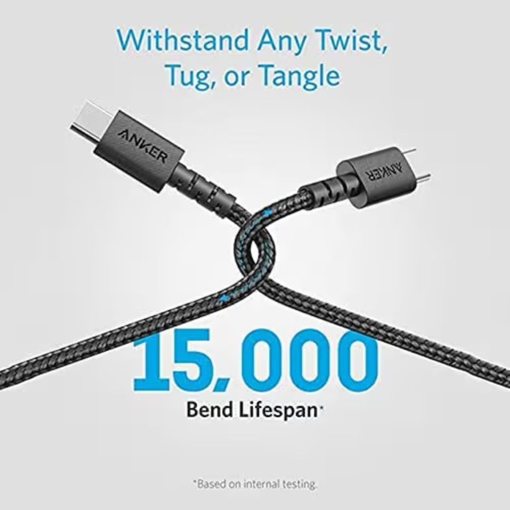 كيبل شاحن انكر باورلاين سيليكت بلس من Type-C الى Type-C بطول 90 سم - اسود