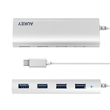 أوكي محول نقل بيانات 4 مخارج USB مع USB Type-C - فضي