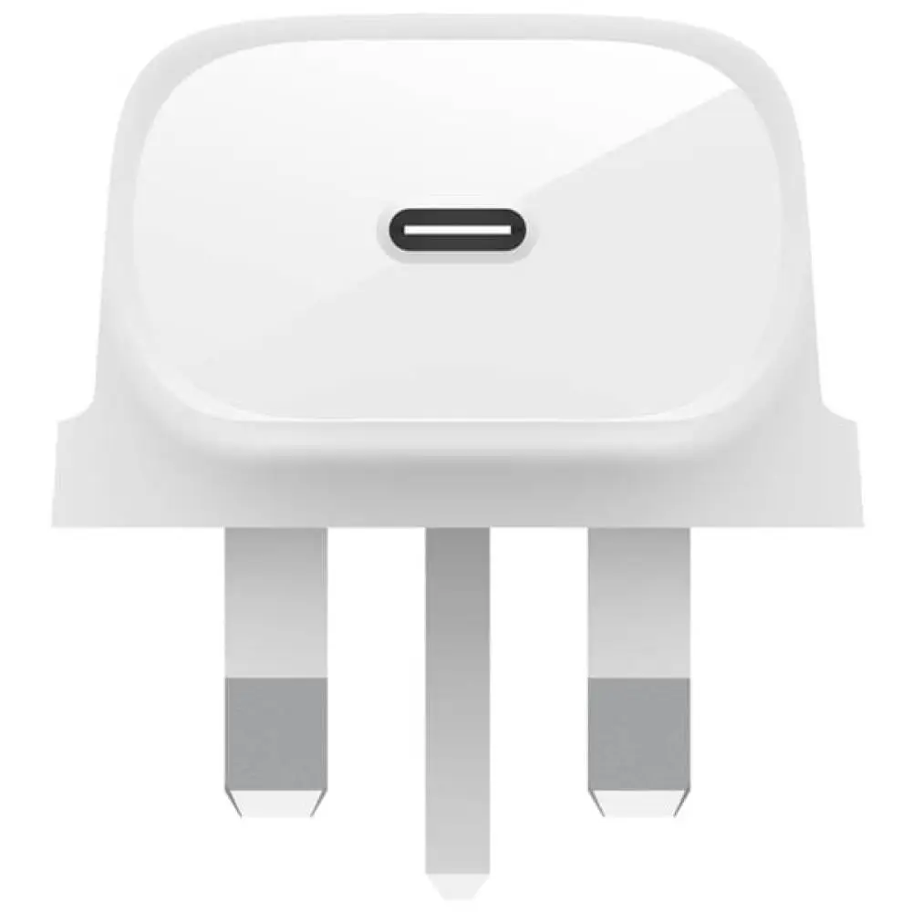 شاحن حائط Belkin بقوة 20 وات مع كابل تايب سي تو تايب سي باللون الأبيض