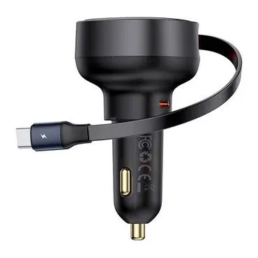 بيسوس- شاحن سيارة Baseus Enjoyment Pro القابل للسحب USB-C بقوة 60 واط