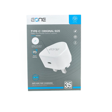 Eone شاحن جداري بقوة 35 واط منفذ تايب سي  يدعم تقنية الشحن السريع -  ابيض