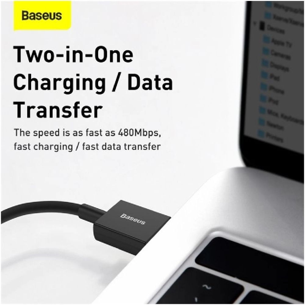  بيسوس-كيبل داتا USB الي لايتنينق 1 متر -اسود