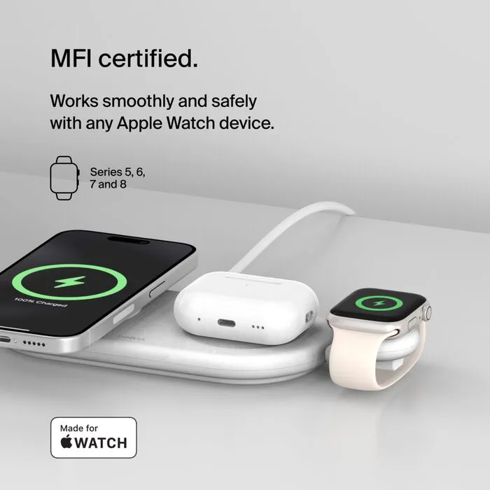 شاحن بيلكن المحمول لساعة أبل بمنفذ USB-C ابيض 