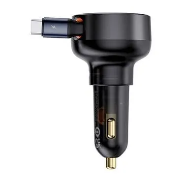 بيسوس- شاحن سيارة Baseus Enjoyment Pro القابل للسحب USB-C بقوة 60 واط