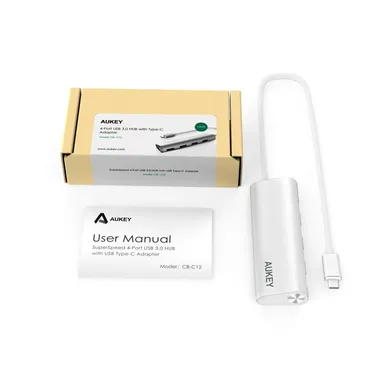 أوكي محول نقل بيانات 4 مخارج USB مع USB Type-C - فضي