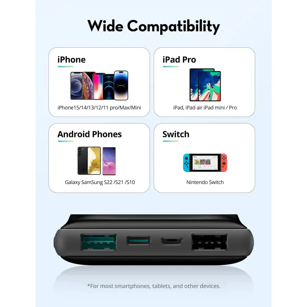 راف باور - بكج منصة 4 بطاريات متنقلة 10,000mAh ملي أمبير (RP-PB251) تدعم ماج سيف مع 3 منافذ 